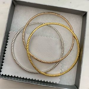 EUC Gorjana Gold Rose Gold Silver Rope Bangles Bracelet set (Discontinued)